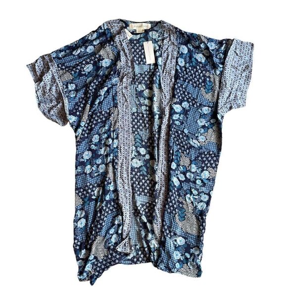 Treasure Bond Navy Floral Mix Duster One Size - Picture 2 of 6